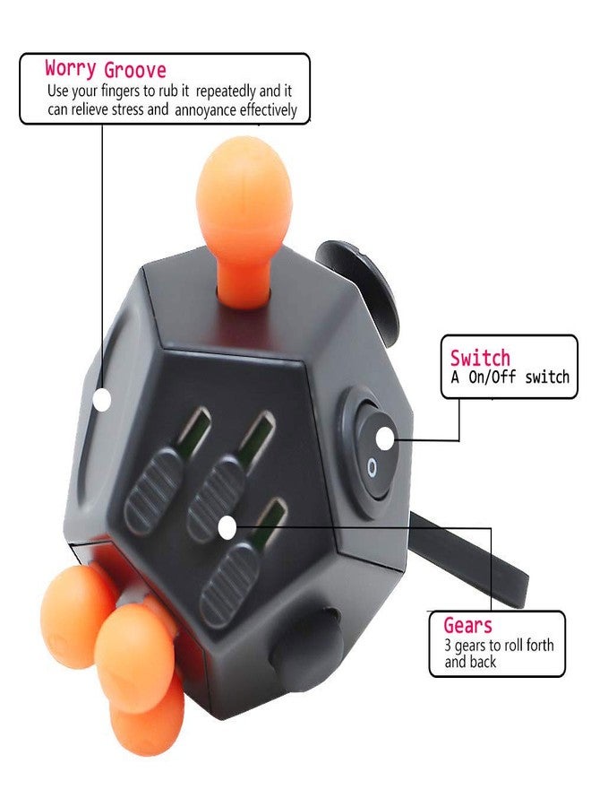 UOOEFUN Kids Fidget Toys,Prime Fidget Toys,Dodecagon Cube Toy Relief Stress and Anxiety Depression Anti for Children and Adult with Autism,ADD, ADHD & OCD (Black / A1) - Image 3